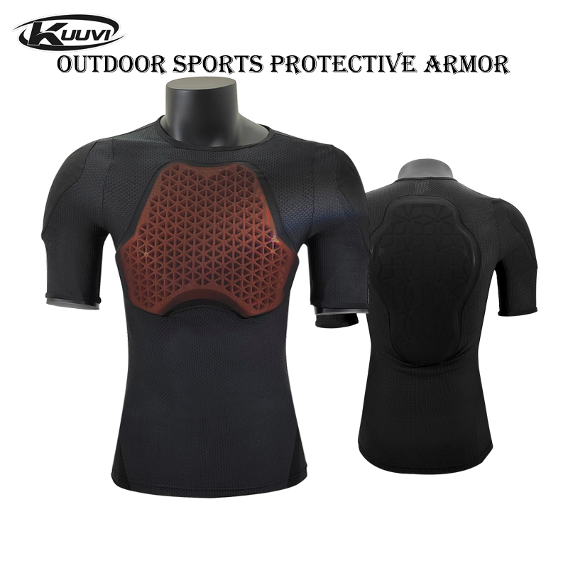 Cycling Gear Jacket - KUUVI เสื้อแจ็คเก็ตป้องกันหน้าอกสําหรับรถจักรยานยนต์-เกราะปั่นจักรยานออฟโร้ดแบบปรับได้ อุปกรณ์ป้องกันสกีและกีฬาพร้อมการรองรับแรงกระแทกระบายอากาศ