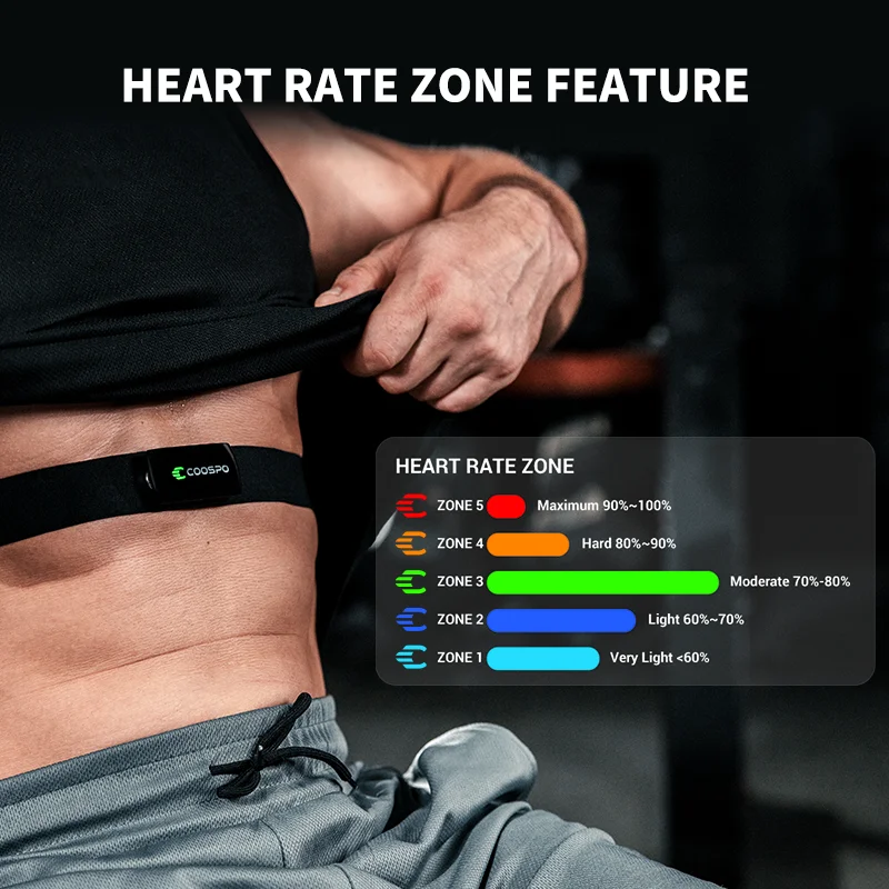 Cycling Zwift - COOSPO H9Z เครื่องวัดอัตราการเต้นของหัวใจแบบชาร์จไฟได้สำหรับการออกกำลังกายและปั่นจักรยาน BT5.0 ANT+ สำหรับ