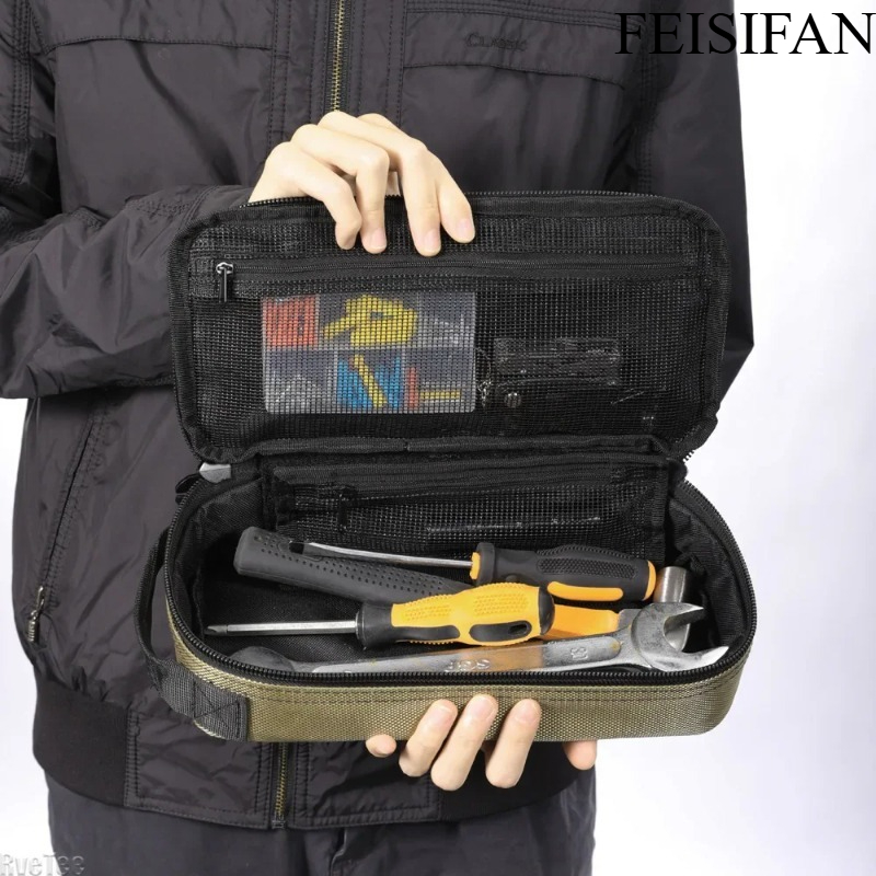 Cycling Gear Organiser - กระเป๋าใส่เครื่องมือช่างไฟฟ้าแบบพกพาสำหรับงานหนัก, กล่องจัดเก็บอุปกรณ์อเนกประสงค์, กระเป๋า EDC ขนาดกะทัดรัดสำหรับใช้กับมอเตอร์ไซค์และจักรยาน