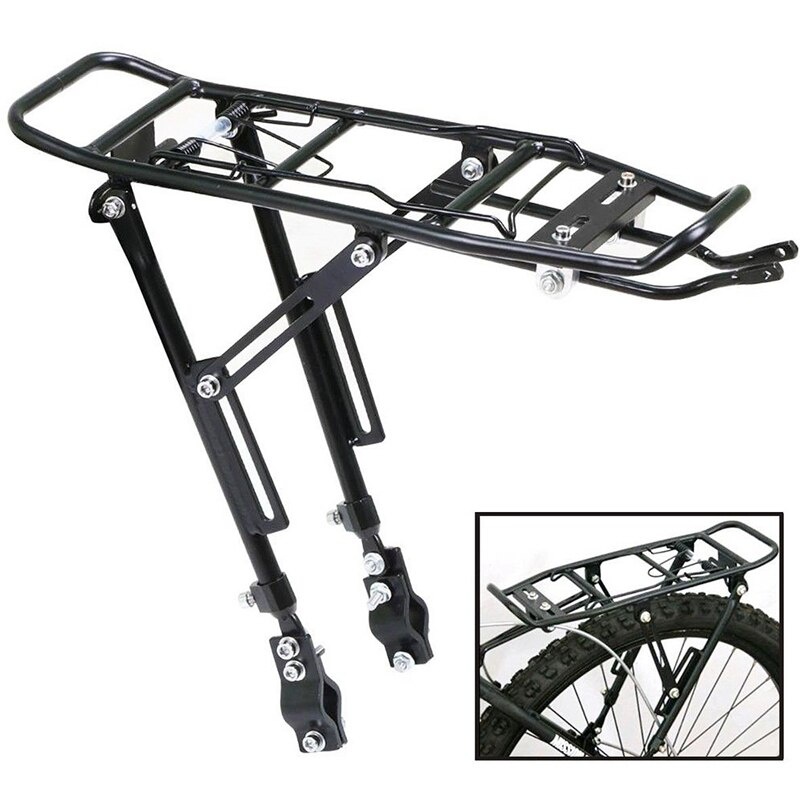 Cycling Gear Storage - 1PC Alloy ด้านหลังจักรยาน Rack Carrier กระเป๋ากระเป๋าเดินทางจักรยานเสือภูเขาสีดํา