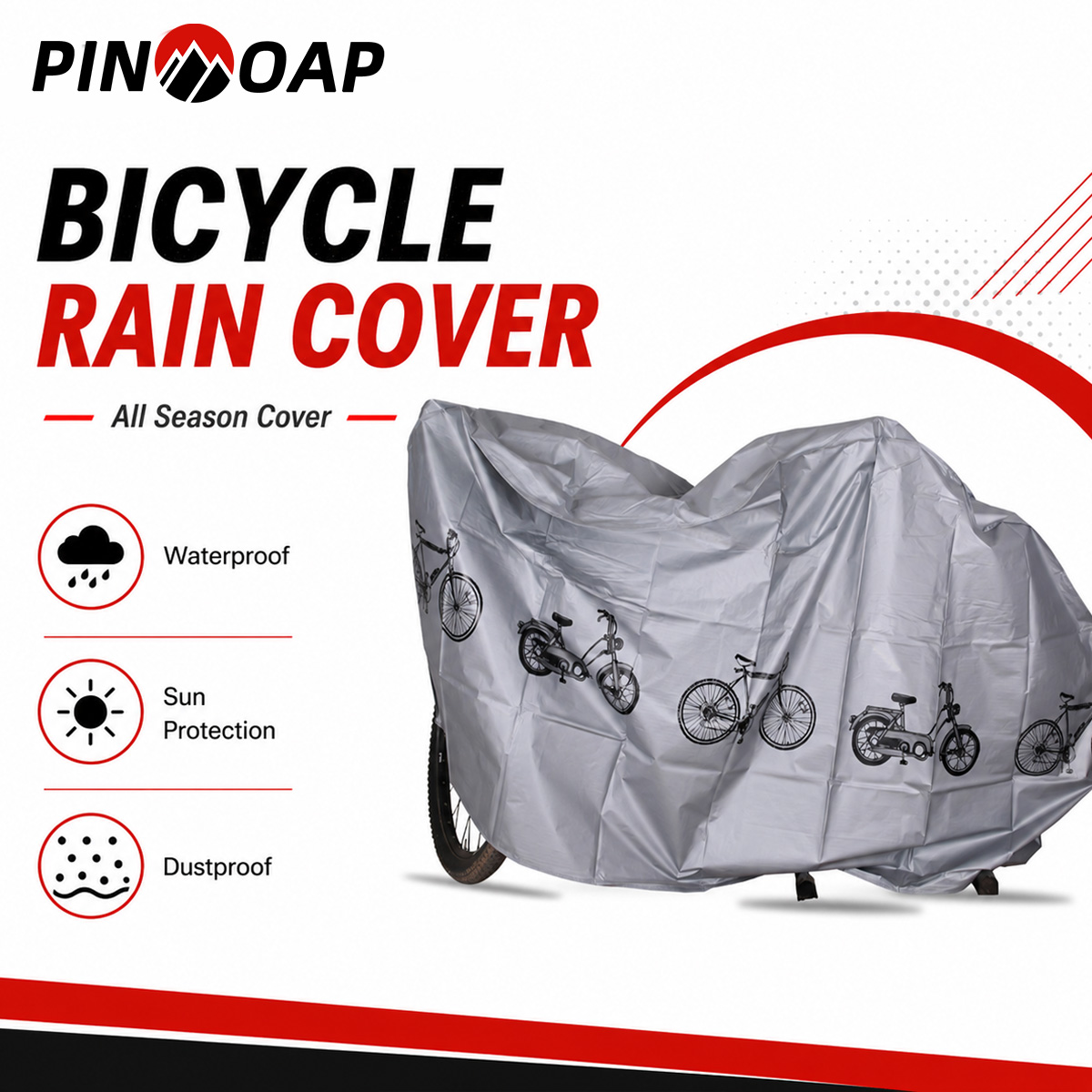 Cycling Gear Storage - PINMOAP ผ้าคลุมจักรยานกันฝนอเนกประสงค์ กันน้ำ สำหรับจักรยานกลางแจ้ง ป้องกันฝุ่น ทนต่อรังสียูวี