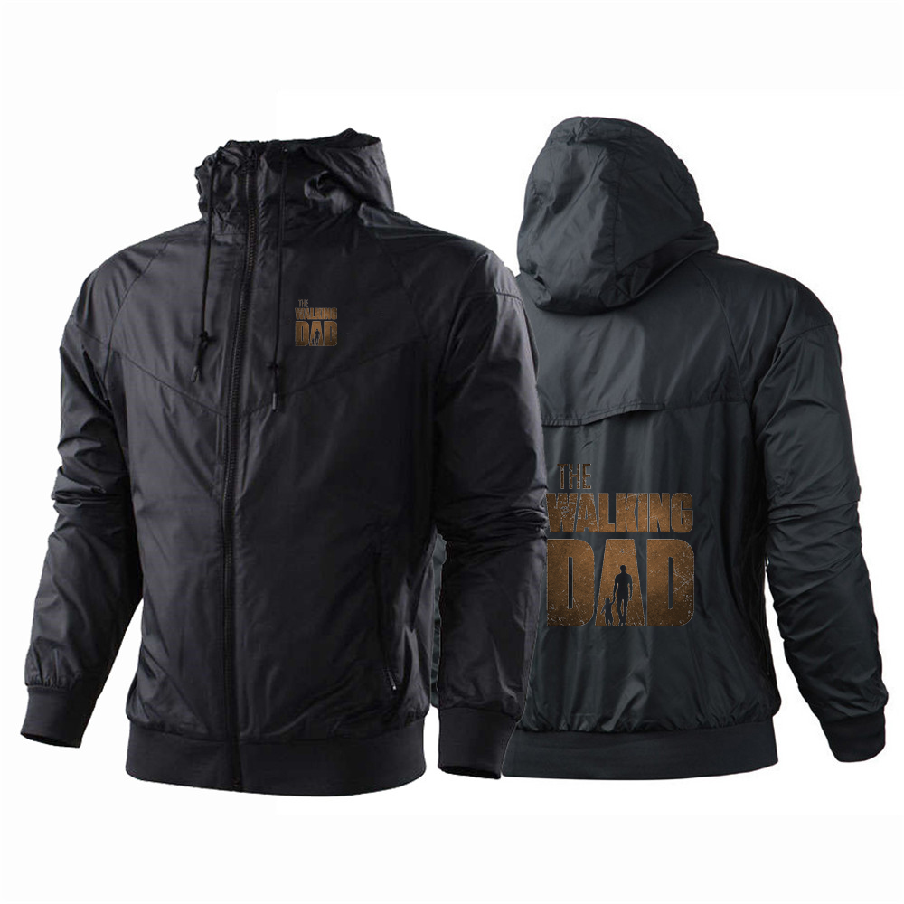 Cycling Gear Shop - เสื้อแจ็คเก็ตกันลมสำหรับผู้ชายรุ่นใหม่ The Walking Dad ดีไซน์ตลก เหมาะสำหรับปีนเขา