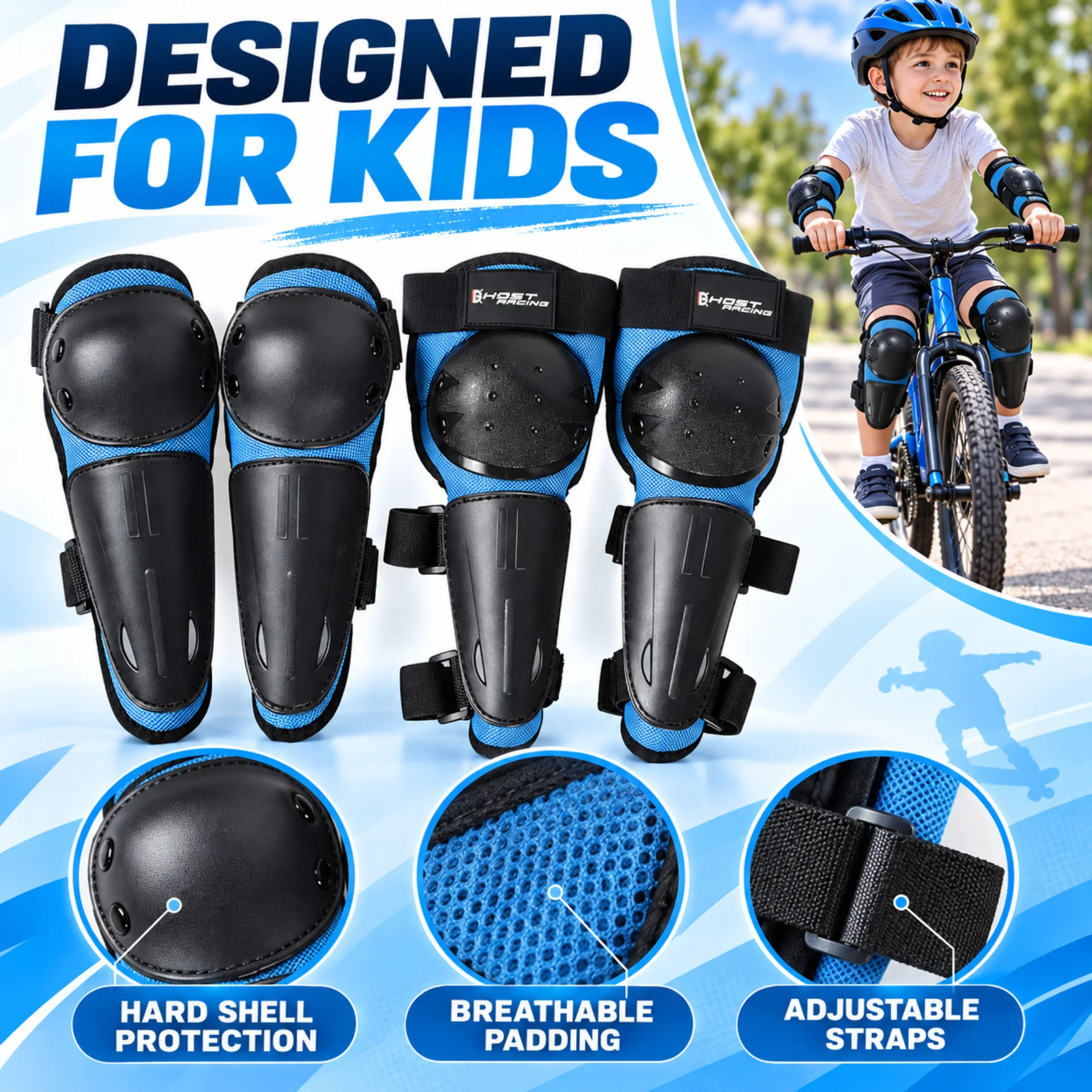 ชุดอุปกรณ์ป้องกัน 4 ชิ้น สำหรั - Cycling Protective Gear For Kids บทวิจารณ์และราคา
