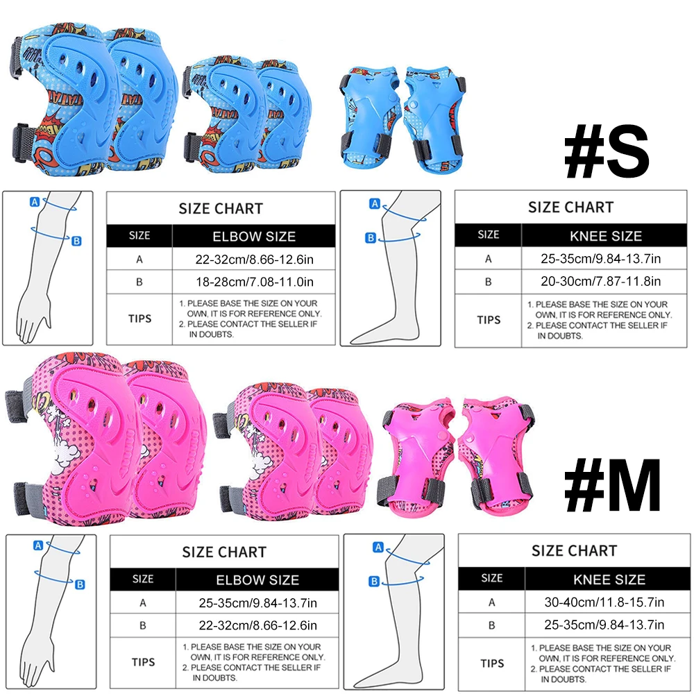 6 ชิ้นเด็ก 3-12 ปีเข่าข้อศอก P - Cycling Protective Gear For Kids บทวิจารณ์และราคา